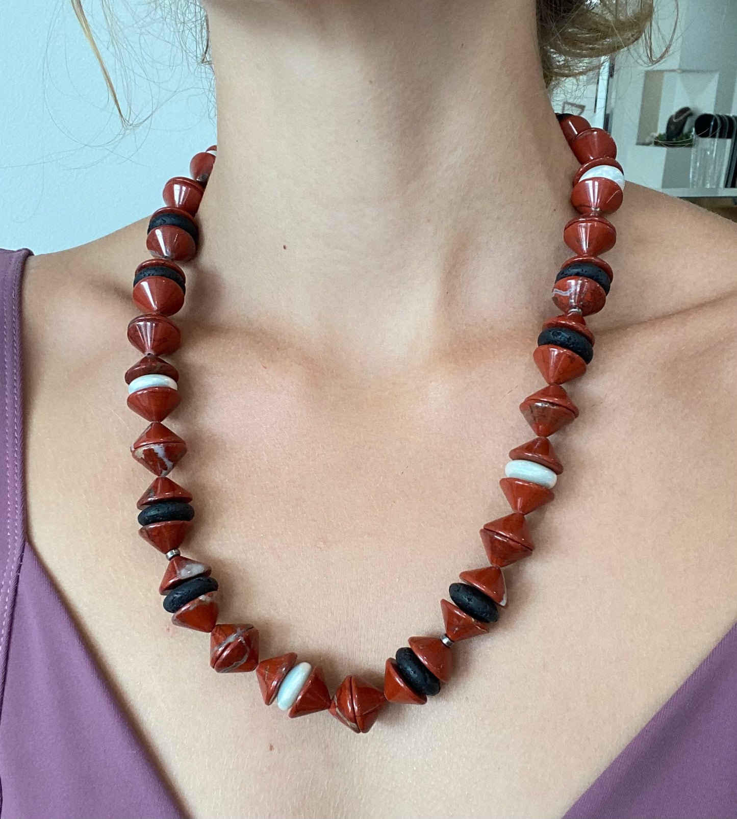 Jasper Lava Pearl Necklace