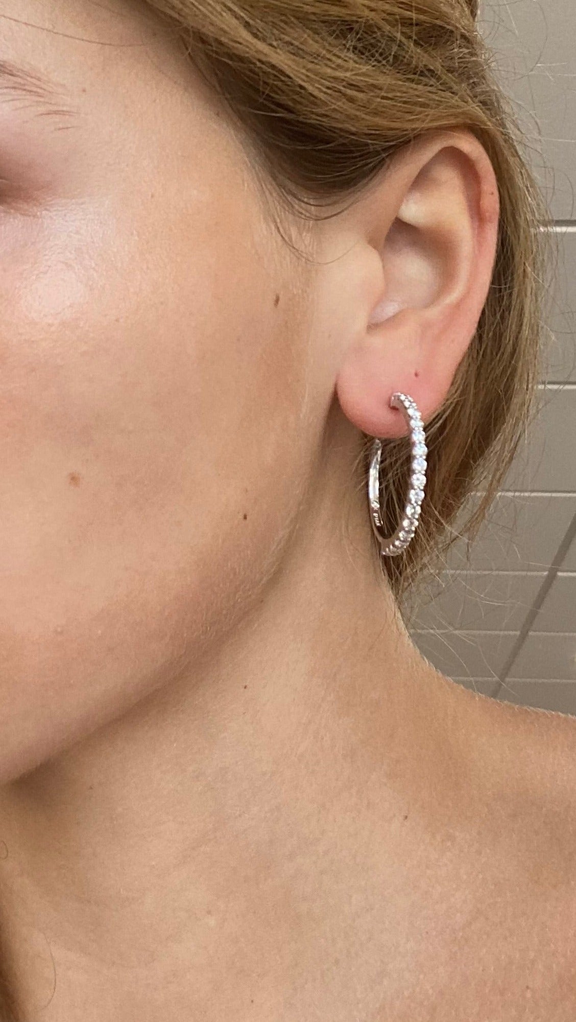 Natural Diamond Two Carat Hoop Earrings