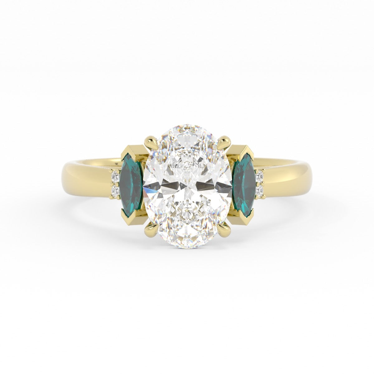 Teal Sapphires Accent Beautiful Engagement Ring