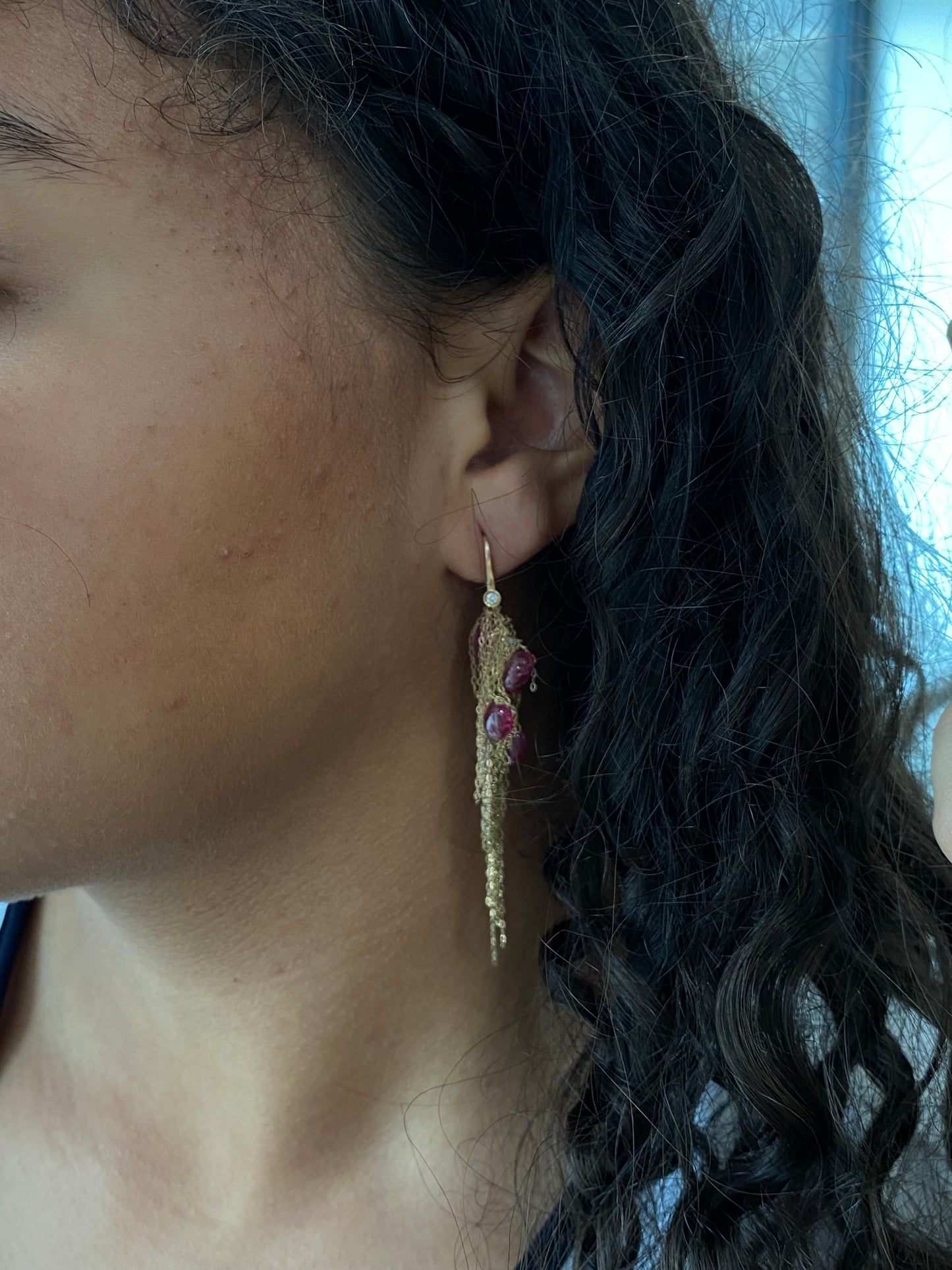 Diamond and Ruby Fringe Earrings