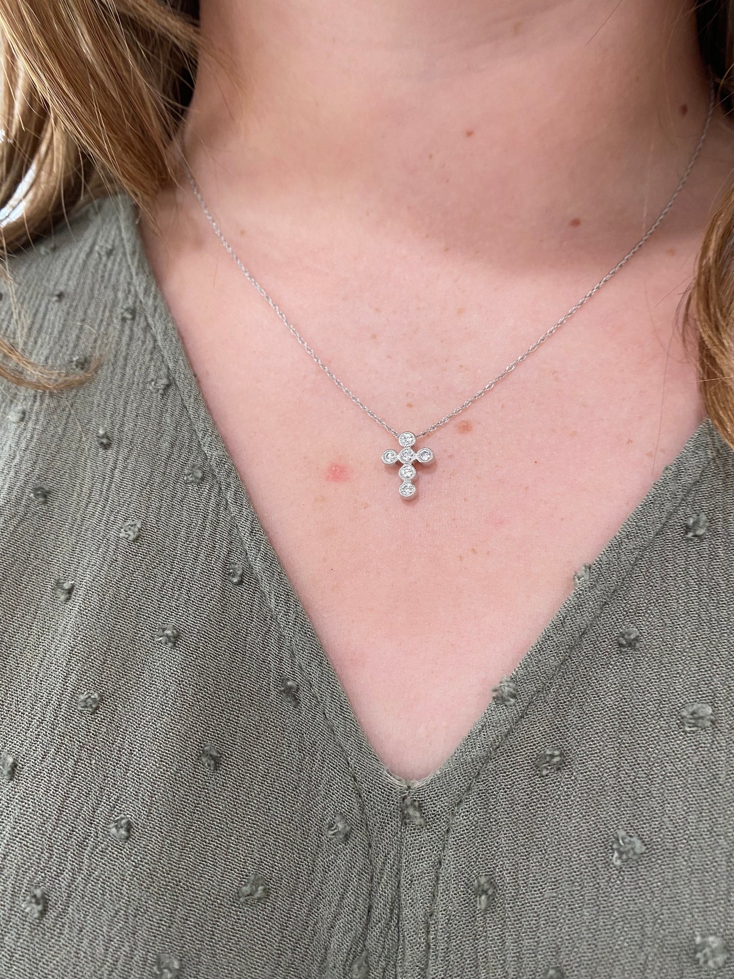 Milgrain Diamond Cross Pendent