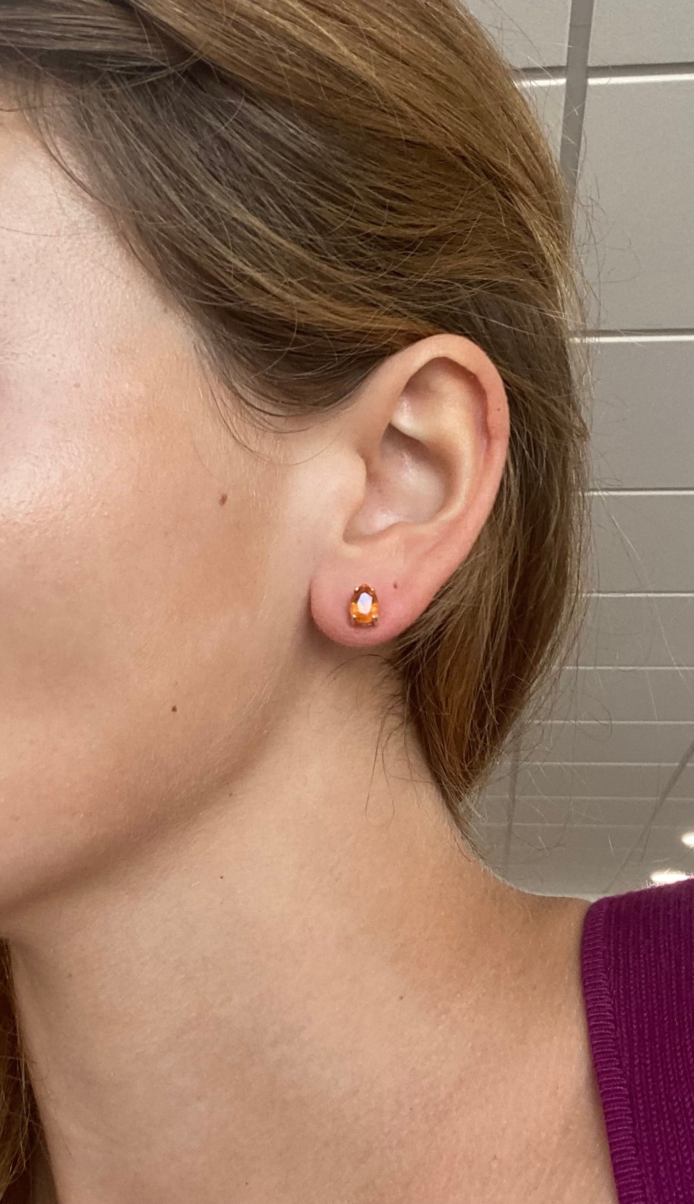 Spessarite Mandarin Garnet Pear Shape Earrings