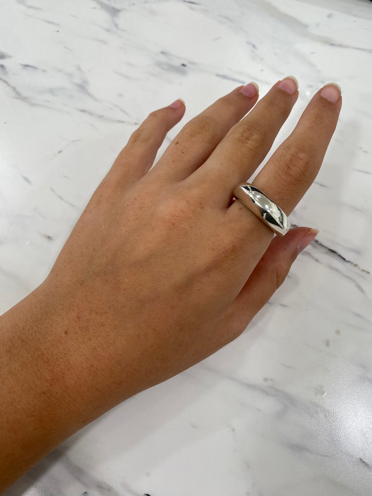 Domed Hand Forged Silver Ring