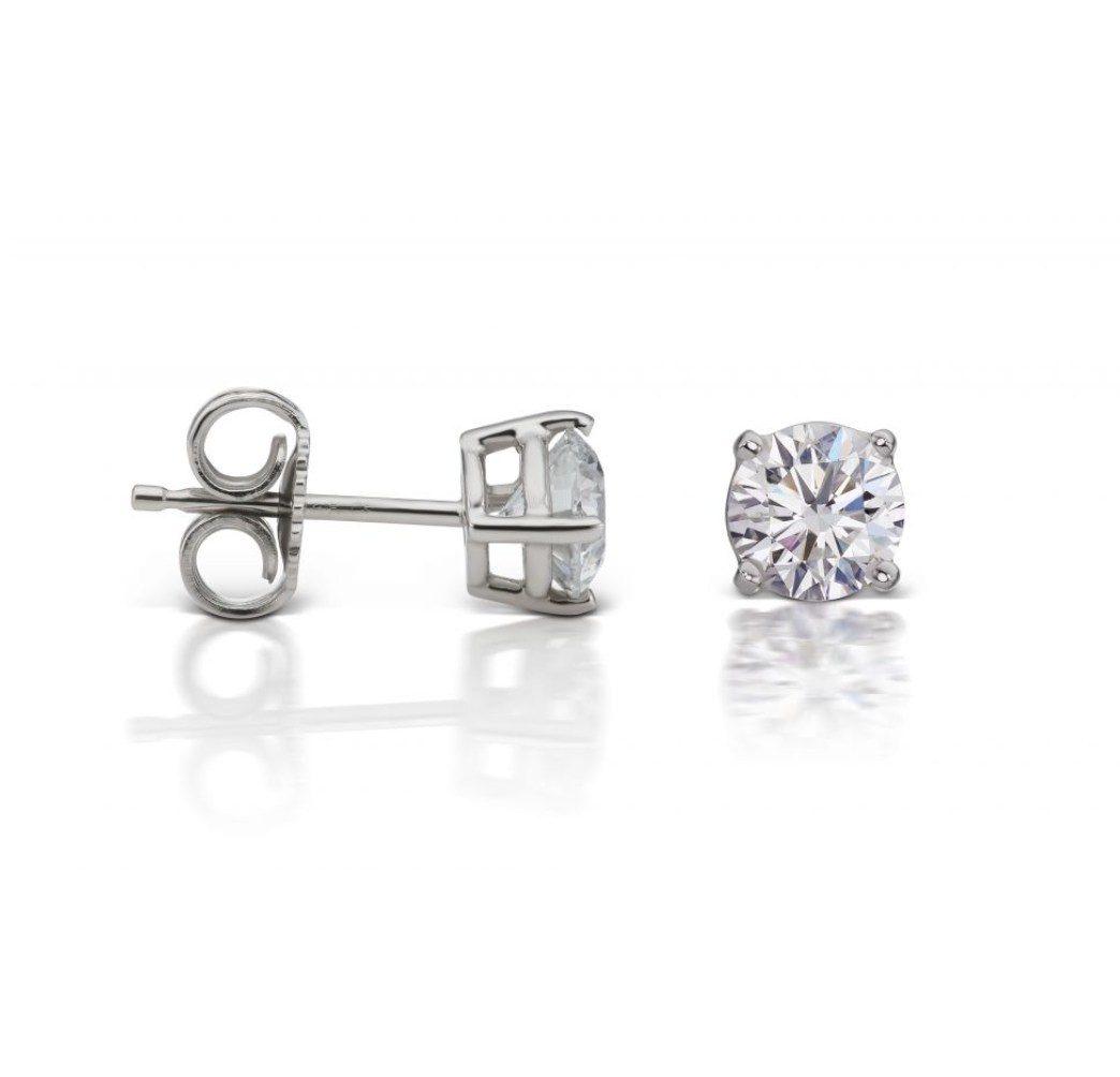 Diamond Studs White Gold Four Prong