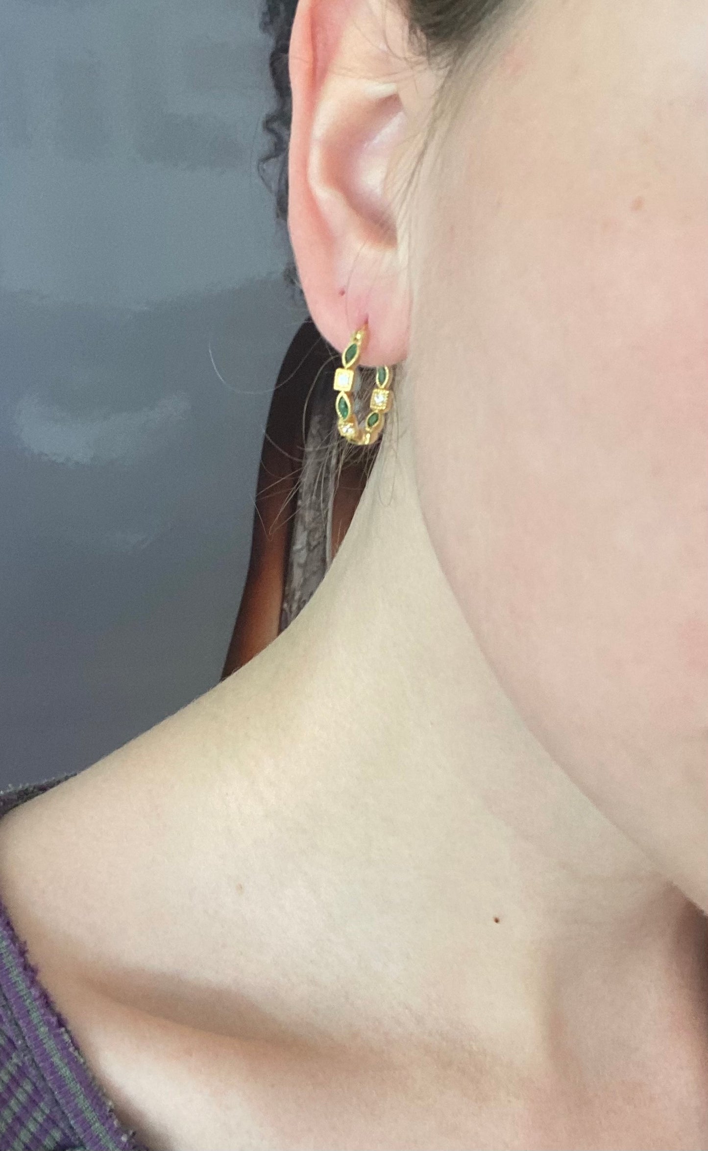 Emerald Vermeil Hoop Earrings