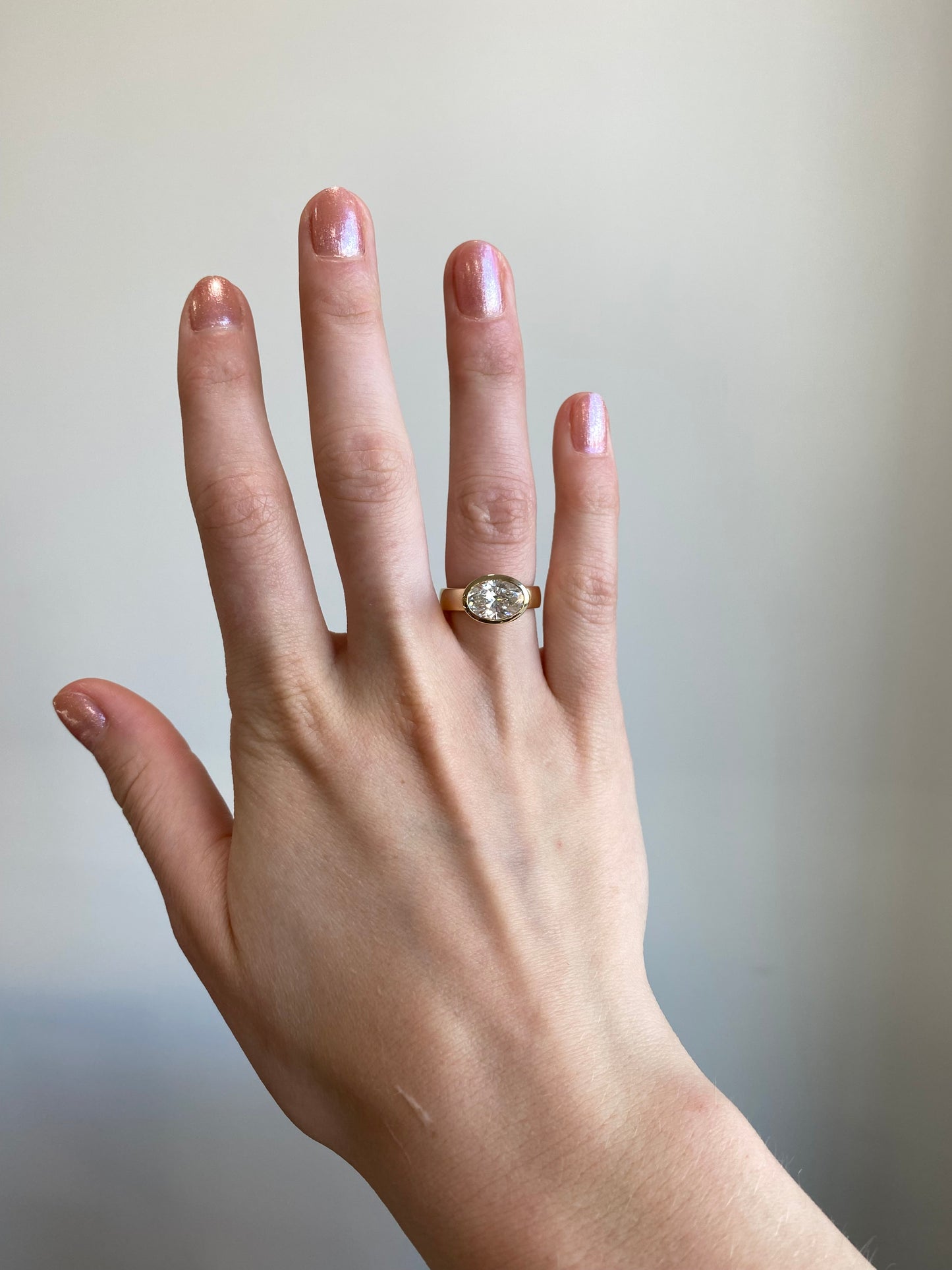 3.08 ct F VS Oval Brilliant Lab Diamond Ring