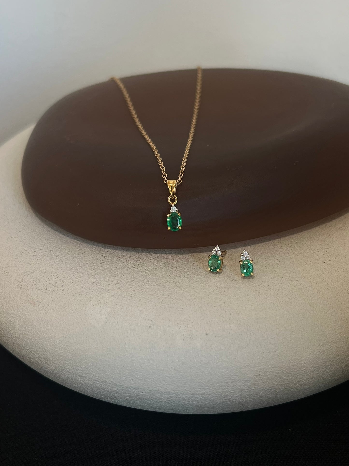 Emerald and Diamond Studs