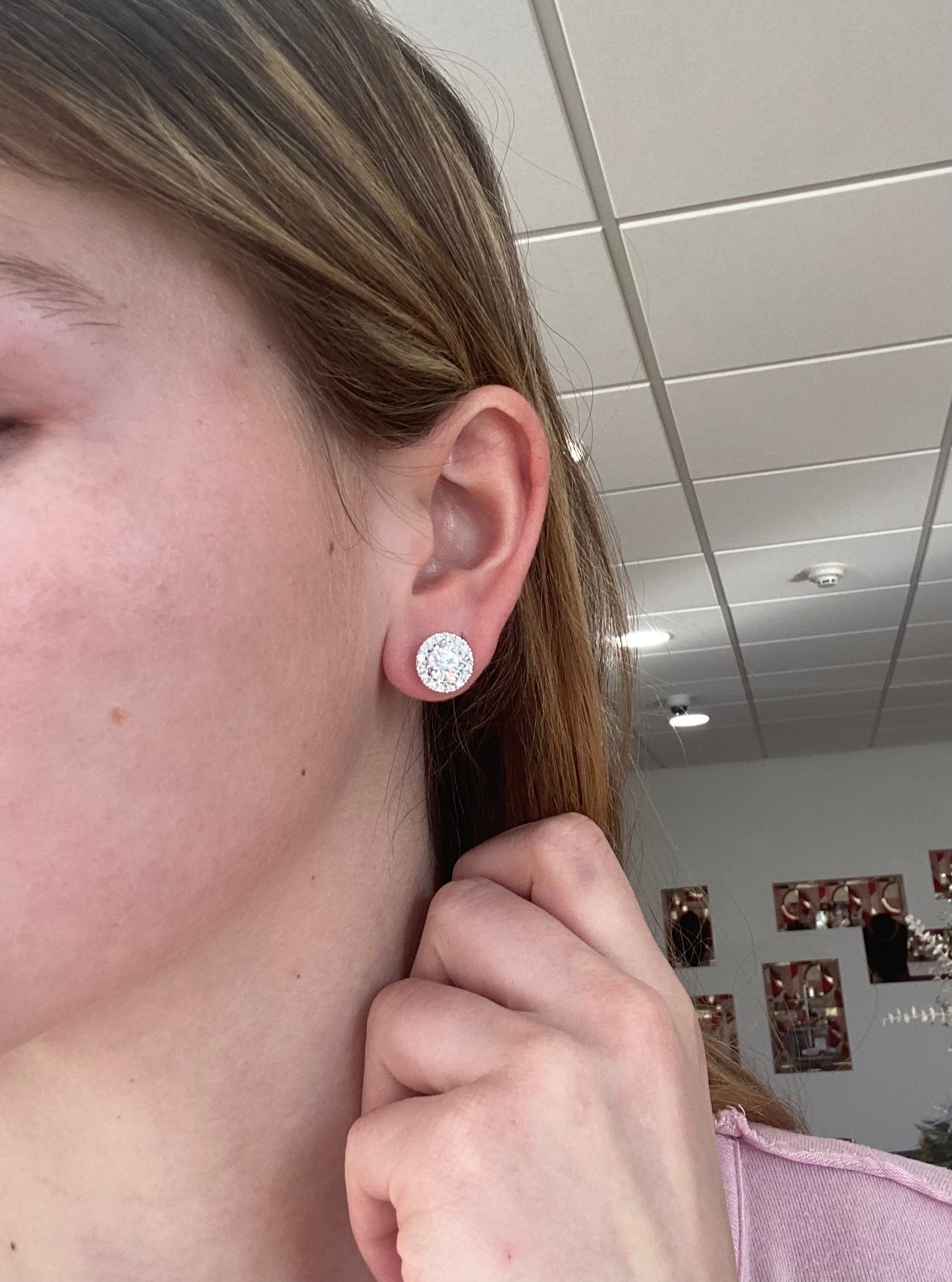 1.5 ct Center Lab Diamond Halo Studs