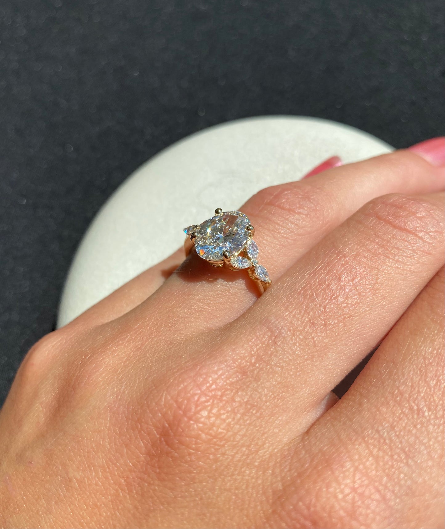 Marquise accented Oval Lab Diamond Ring