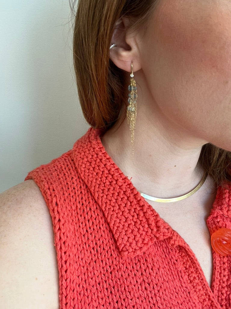 Aquamarine and Gold Fringe Earrings