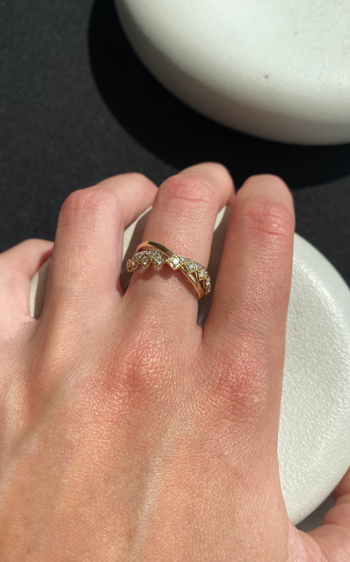 Yellow and White Overpass Ring
