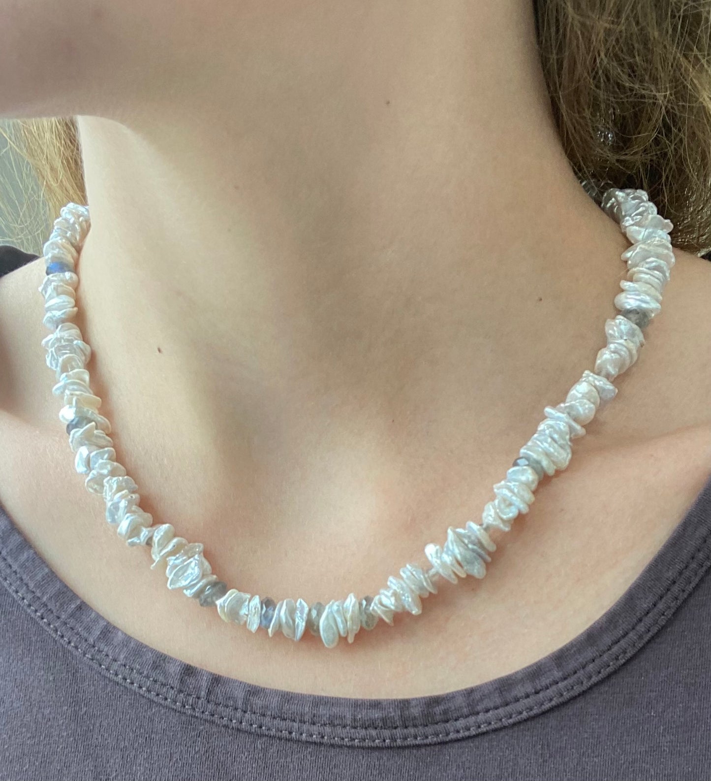 Keshi Pearl and Labradorite Necklace