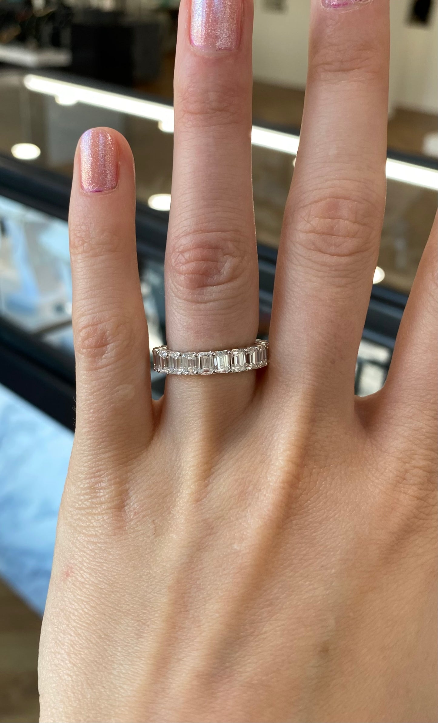 5.50 ct Emerald Cut Lab Diamond Eternity Band