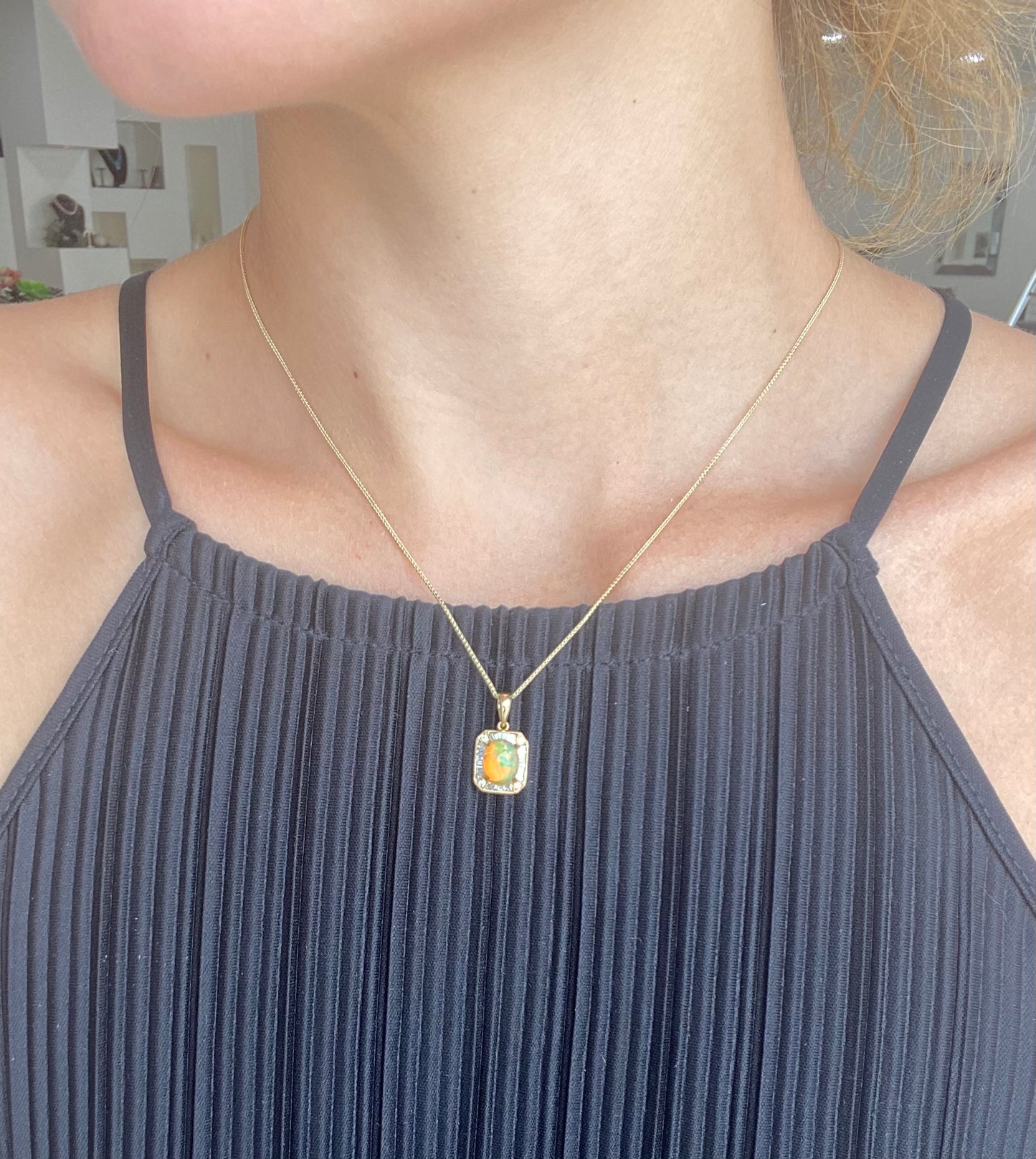 Opal and Diamond Pendant