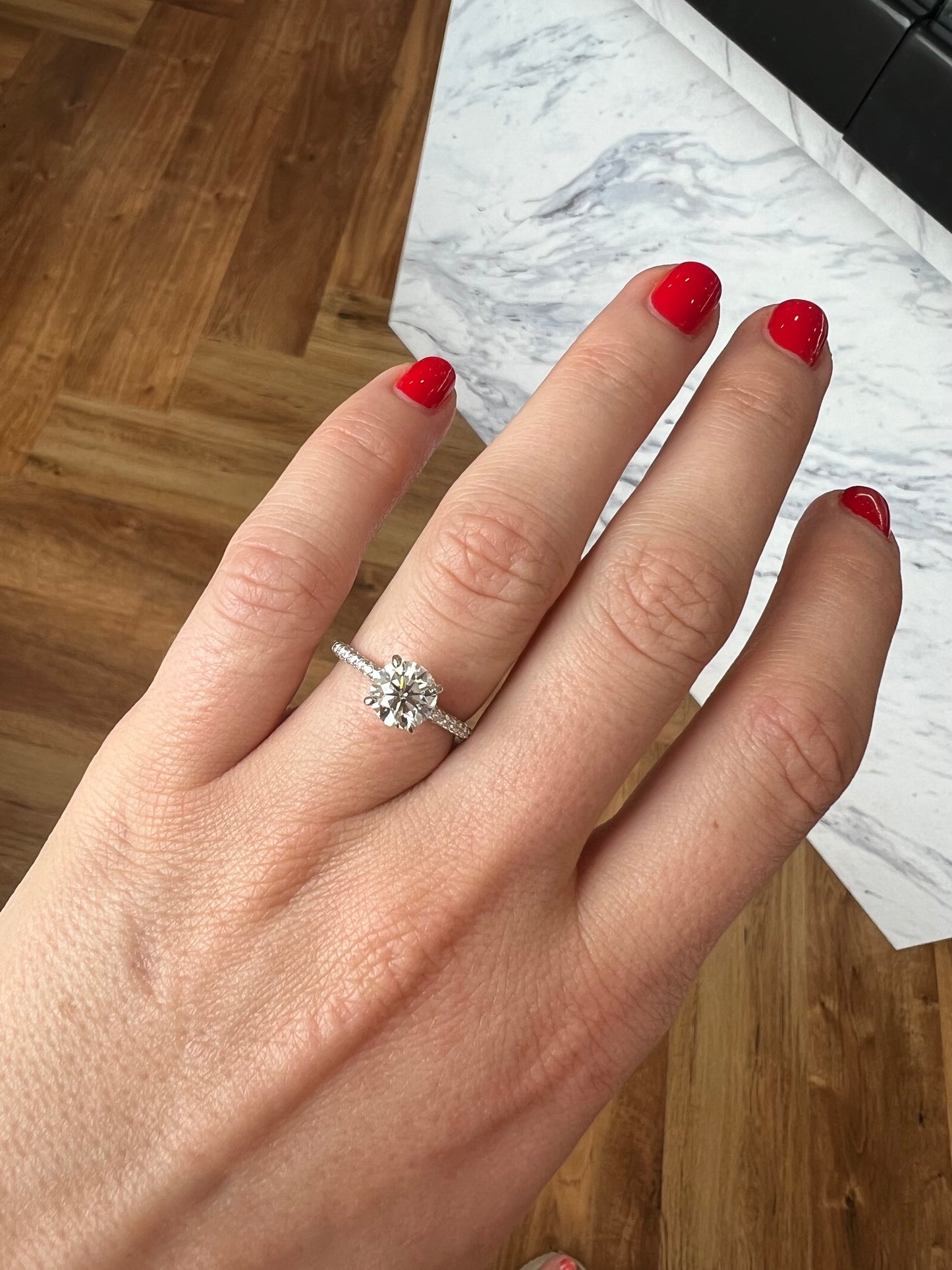 1.51 Lab Diamond Engagement Ring with Pavé Diamond Accents