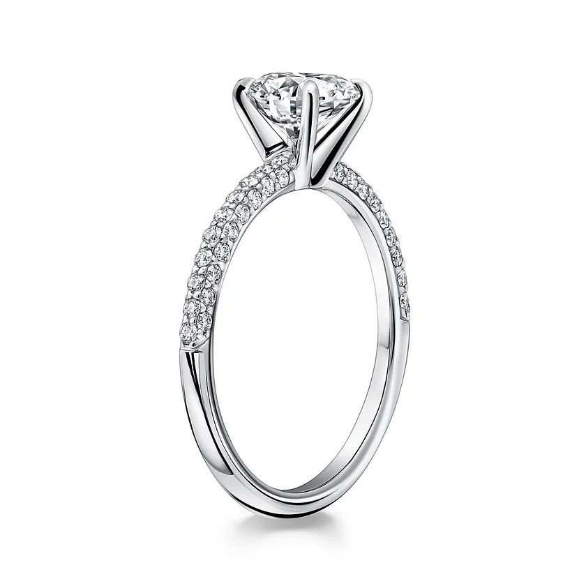 1.51 Lab Diamond Engagement Ring with Pavé Diamond Accents