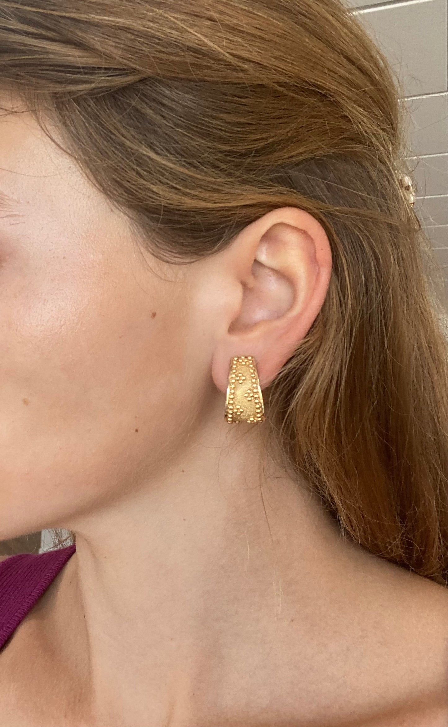 Vintage Designer Wide Gold Clip Earrings