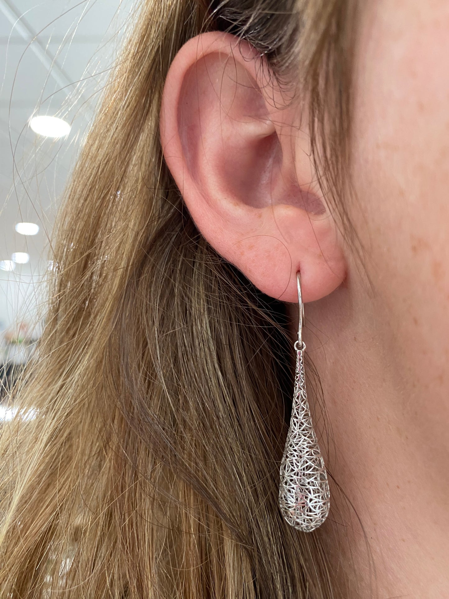 White Gold Cut Out Earring Drops