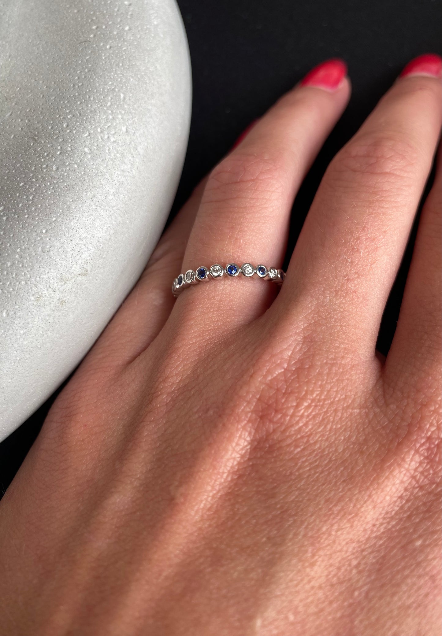 Sapphire and Diamond Stacking Band