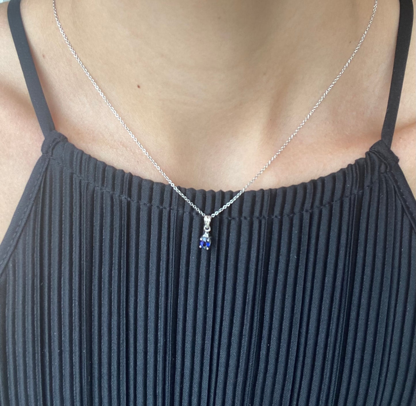 Blue Sapphire and Diamond Pendant