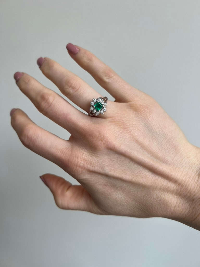 Emerald and Diamond Estate Ring