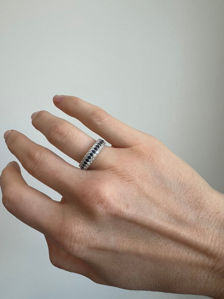 Blue Sapphire and Diamond Ring