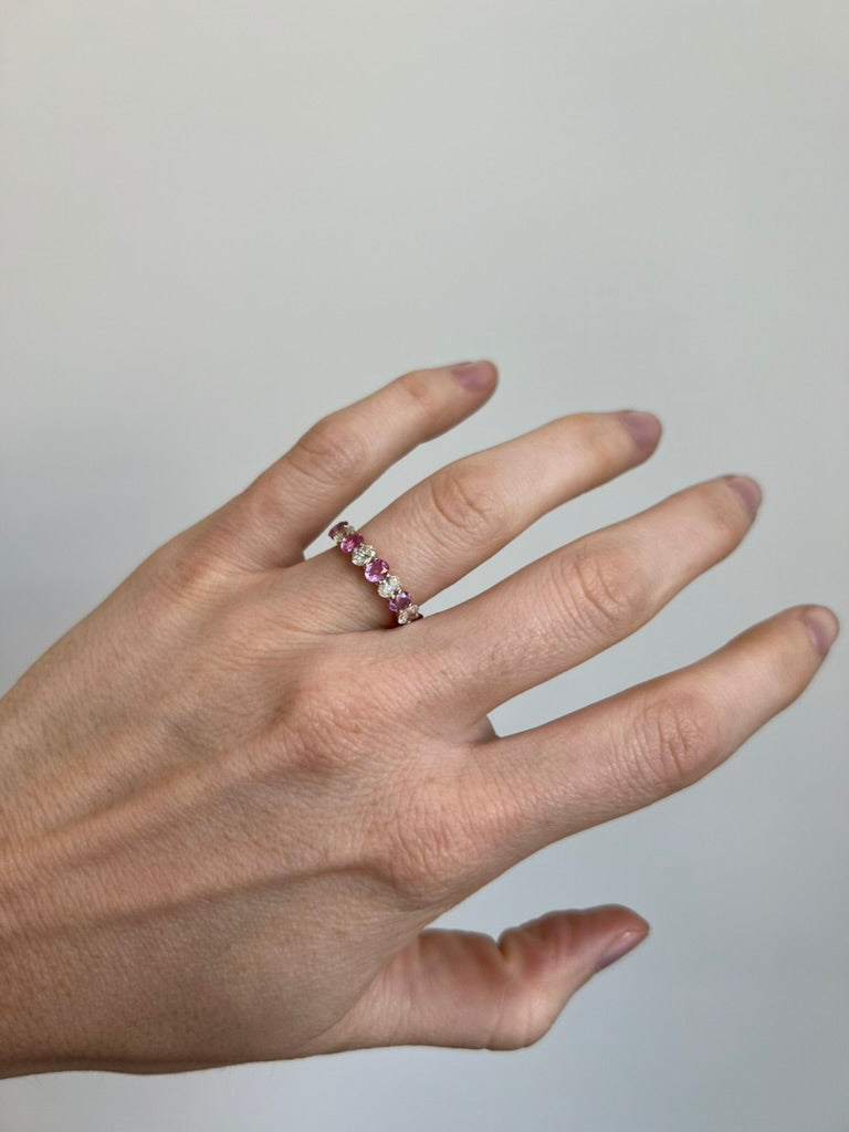 Pink Sapphire and Diamond Ring
