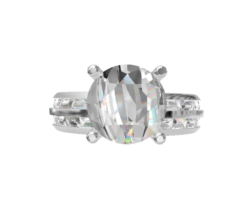 Baguette Stacked Bands with Wowza Diamond
