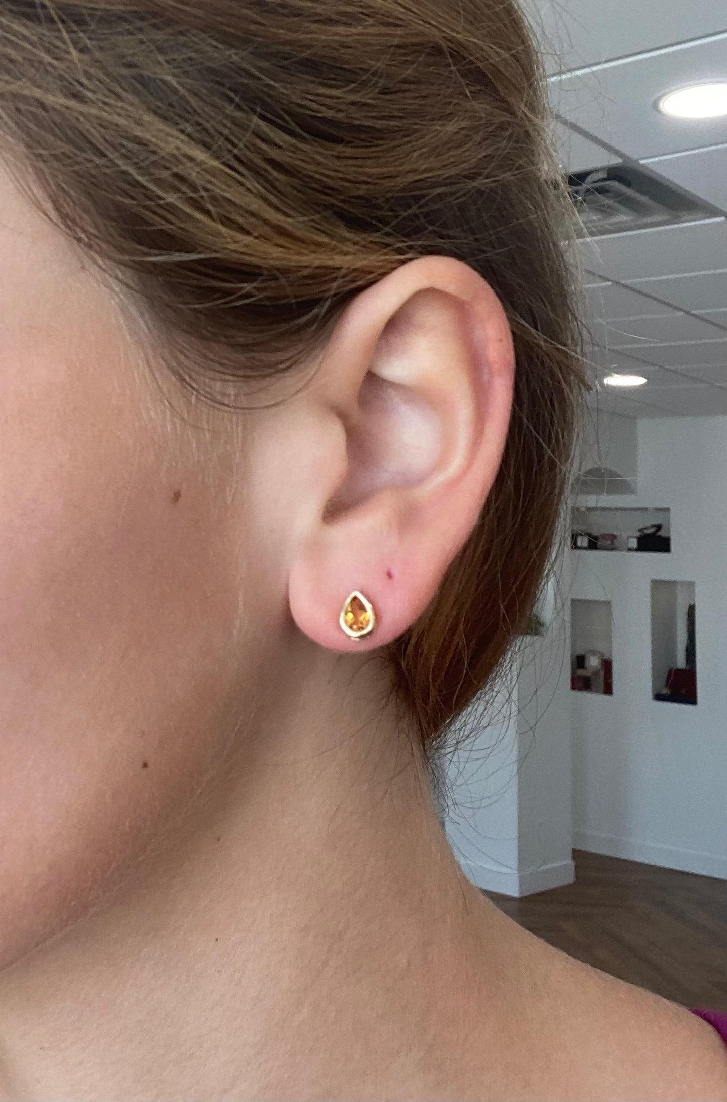 Gold Citrine Teardrop Earrings
