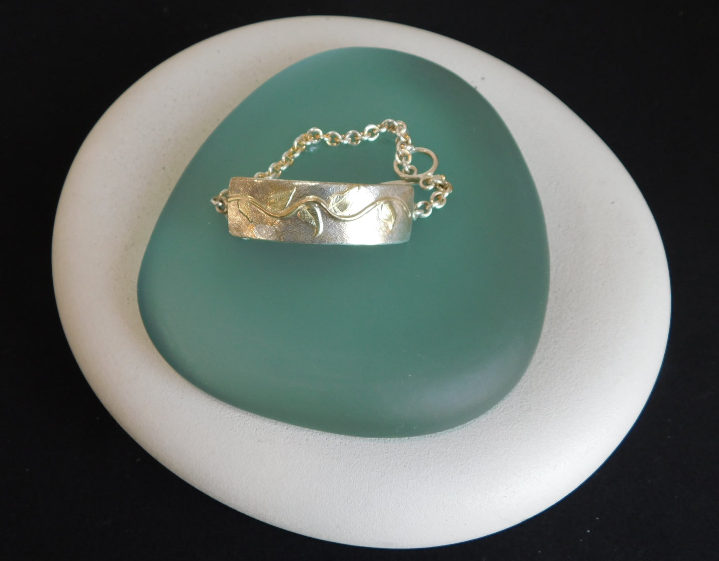 Hand Forged Gold and Silver Leaf Bracelet
