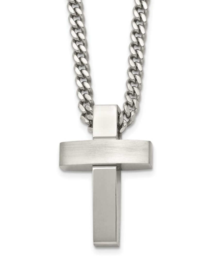 Stainless Steel Brushed Cross