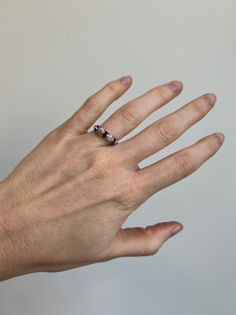 Ruby and Diamond Baguette Ring