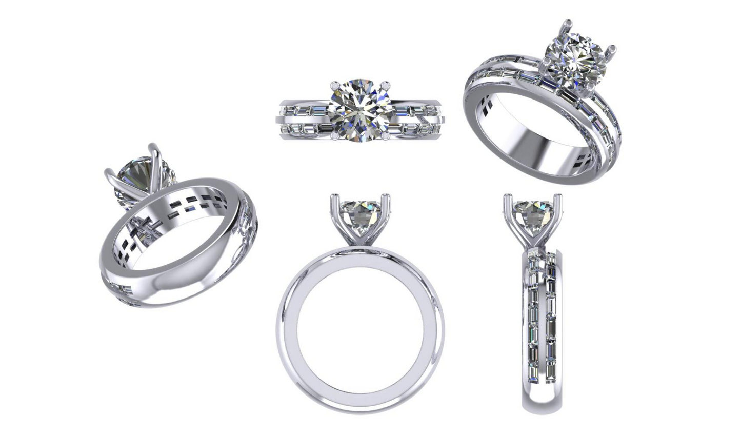Baguette Stacked Bands with Wowza Diamond