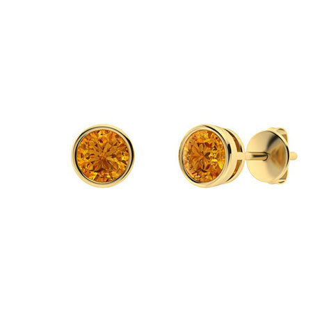 Bezel Citrine Earrings