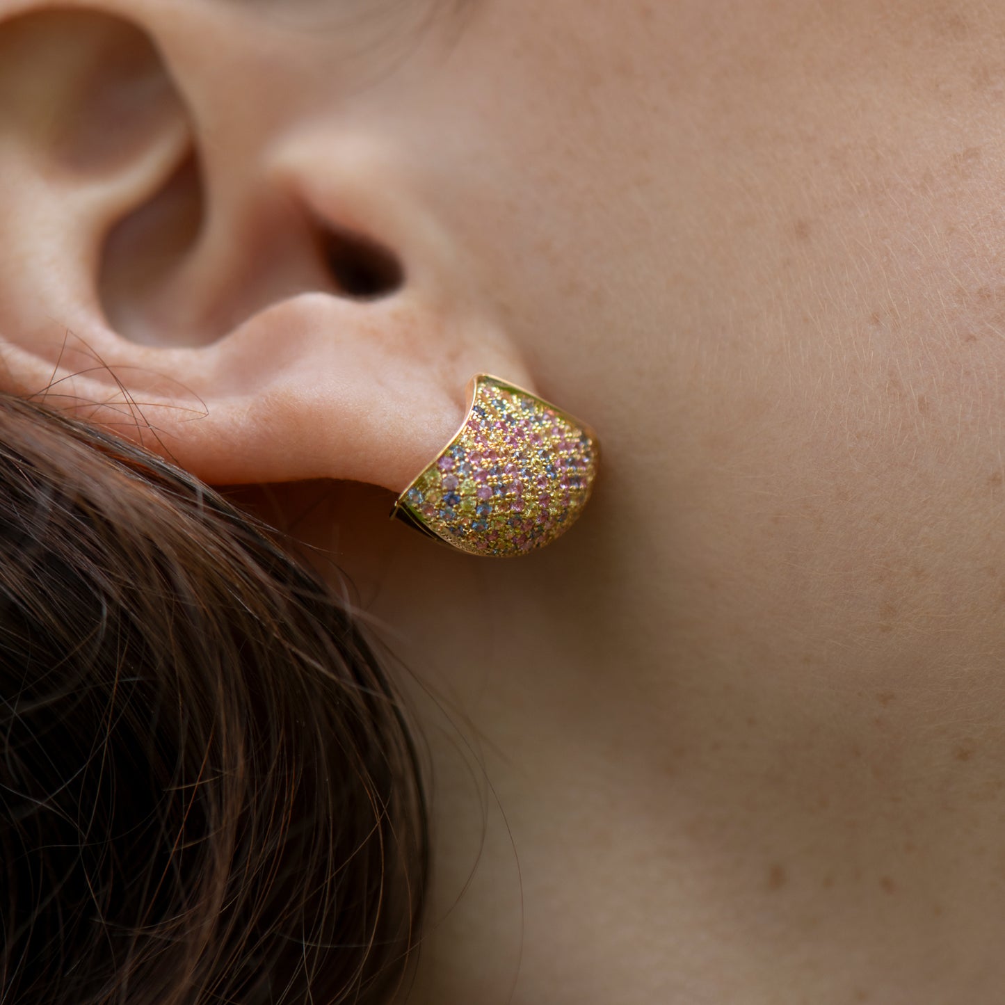 Cotton Candy Sapphire Fan Earrings