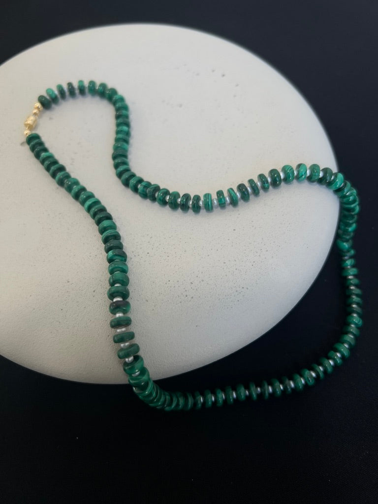 Malachite and Pearl Necklace