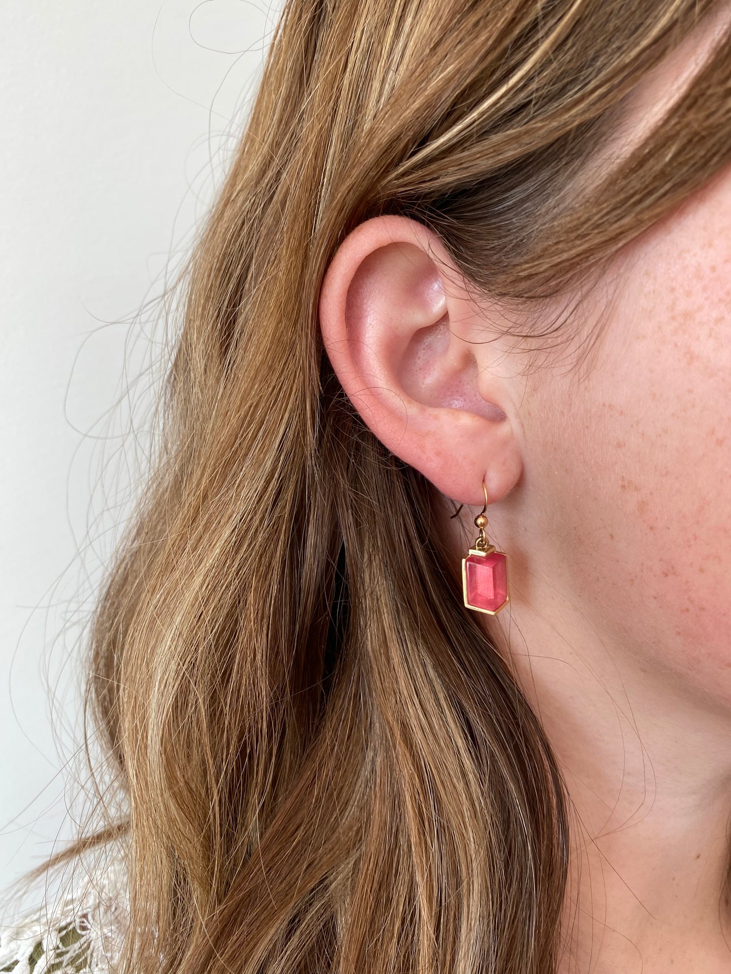 Rhodochrosite Rhombus Earrings