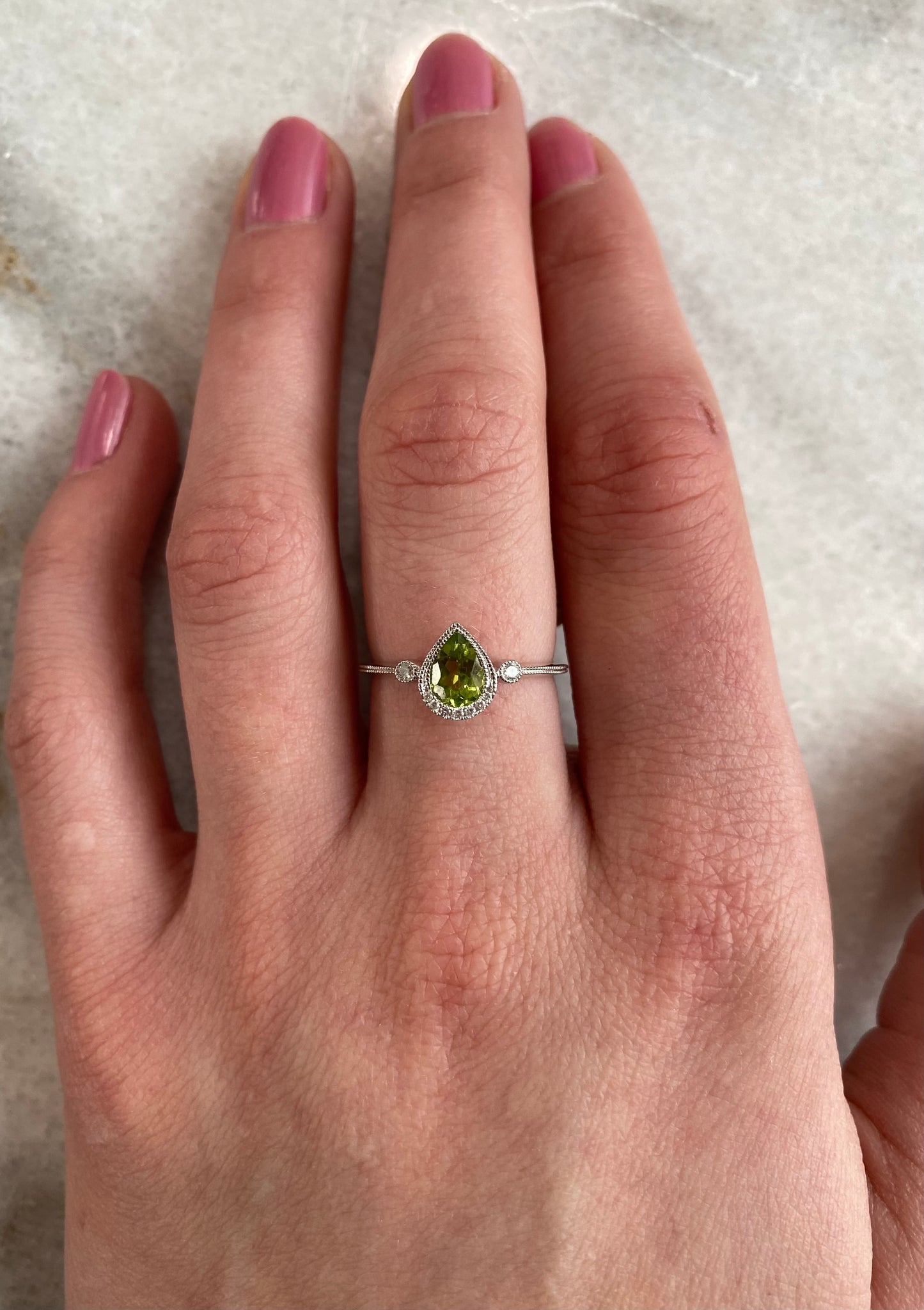 Peridot and Diamond Ring