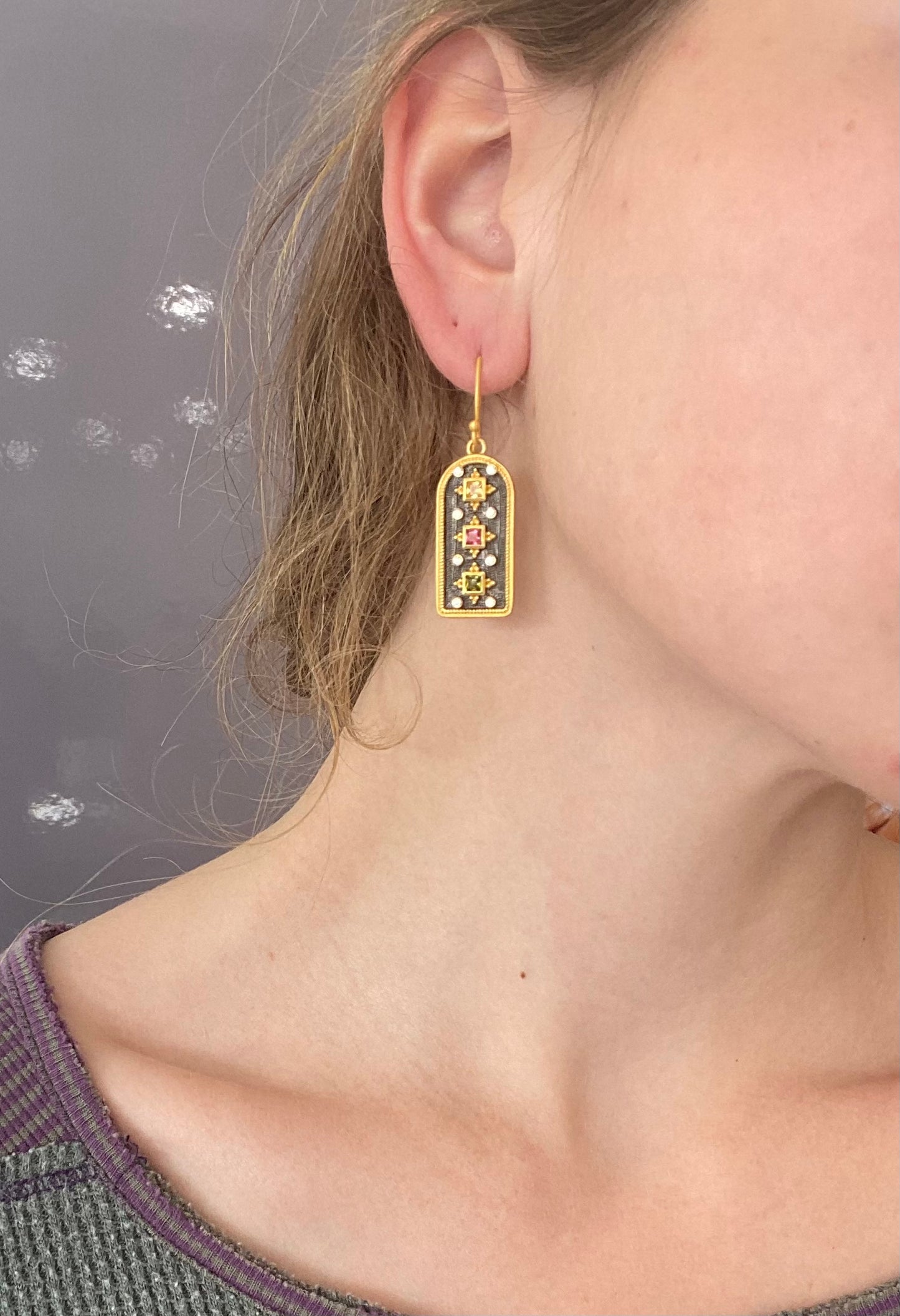 Egyptian Multi Sapphire Drop Earrings