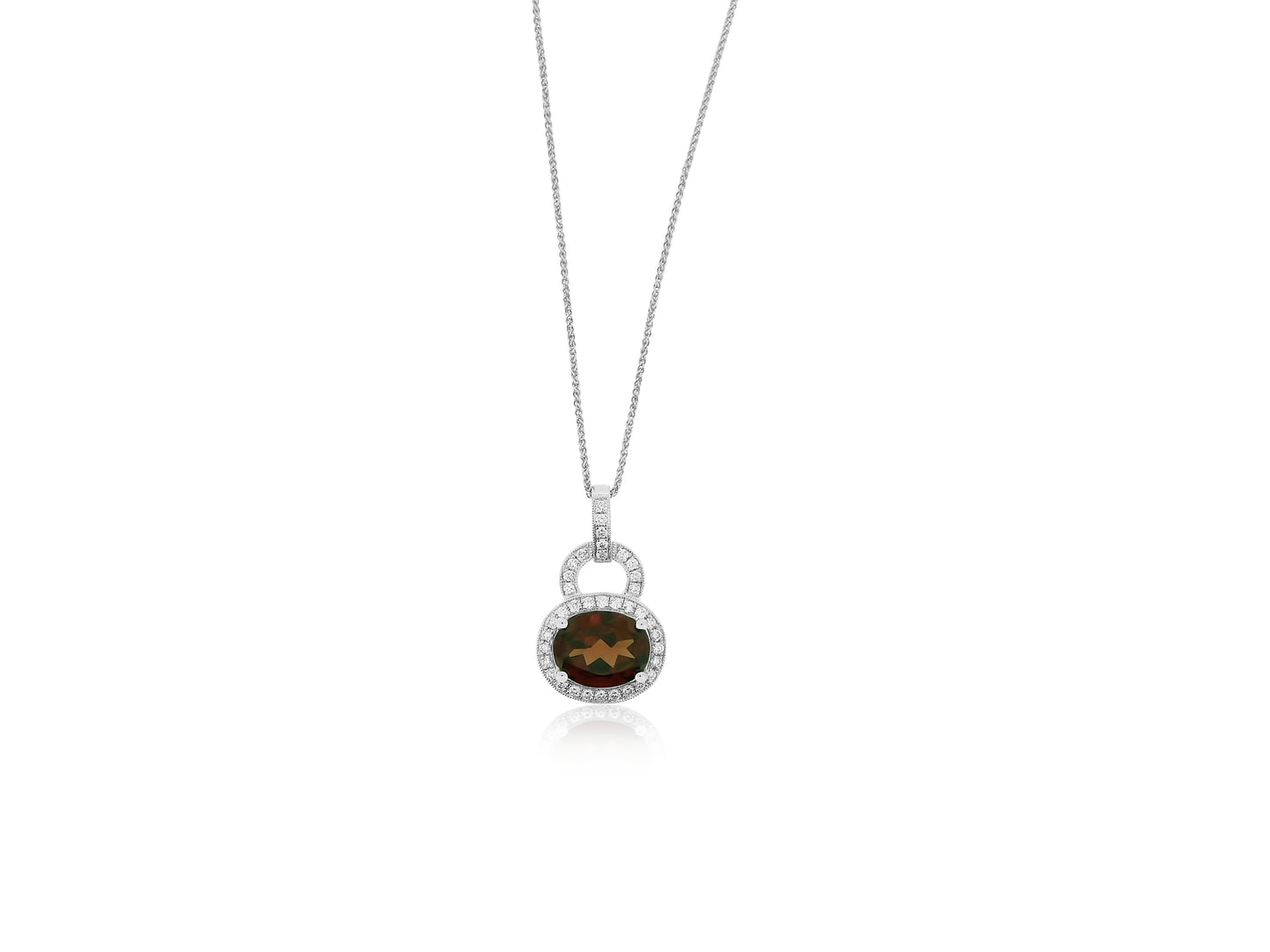 Garnet Diamond Padlock Pendant