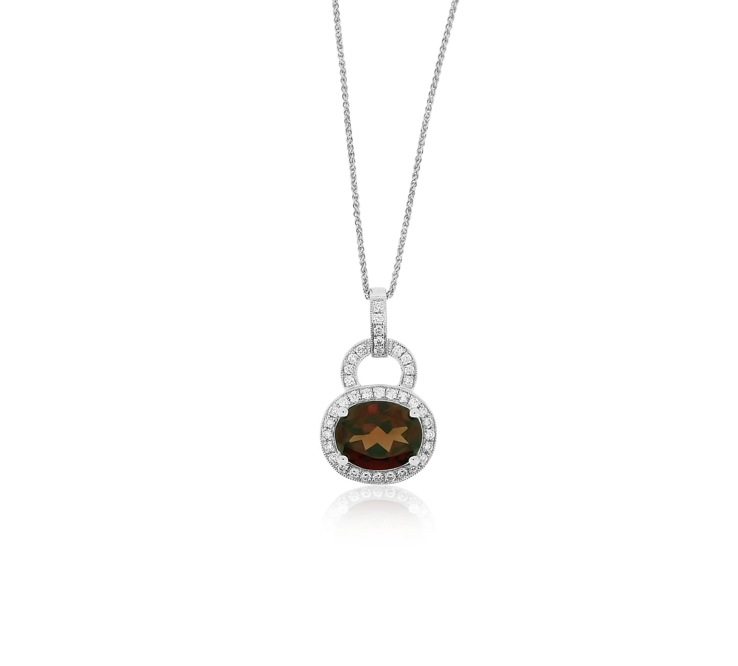 Garnet Diamond Padlock Pendant