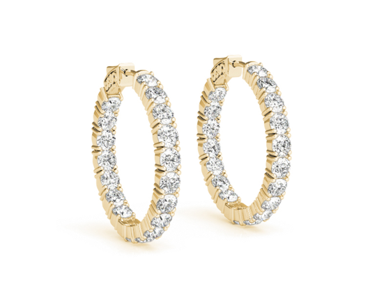 Diamond Yellow Gold Oval Hoops