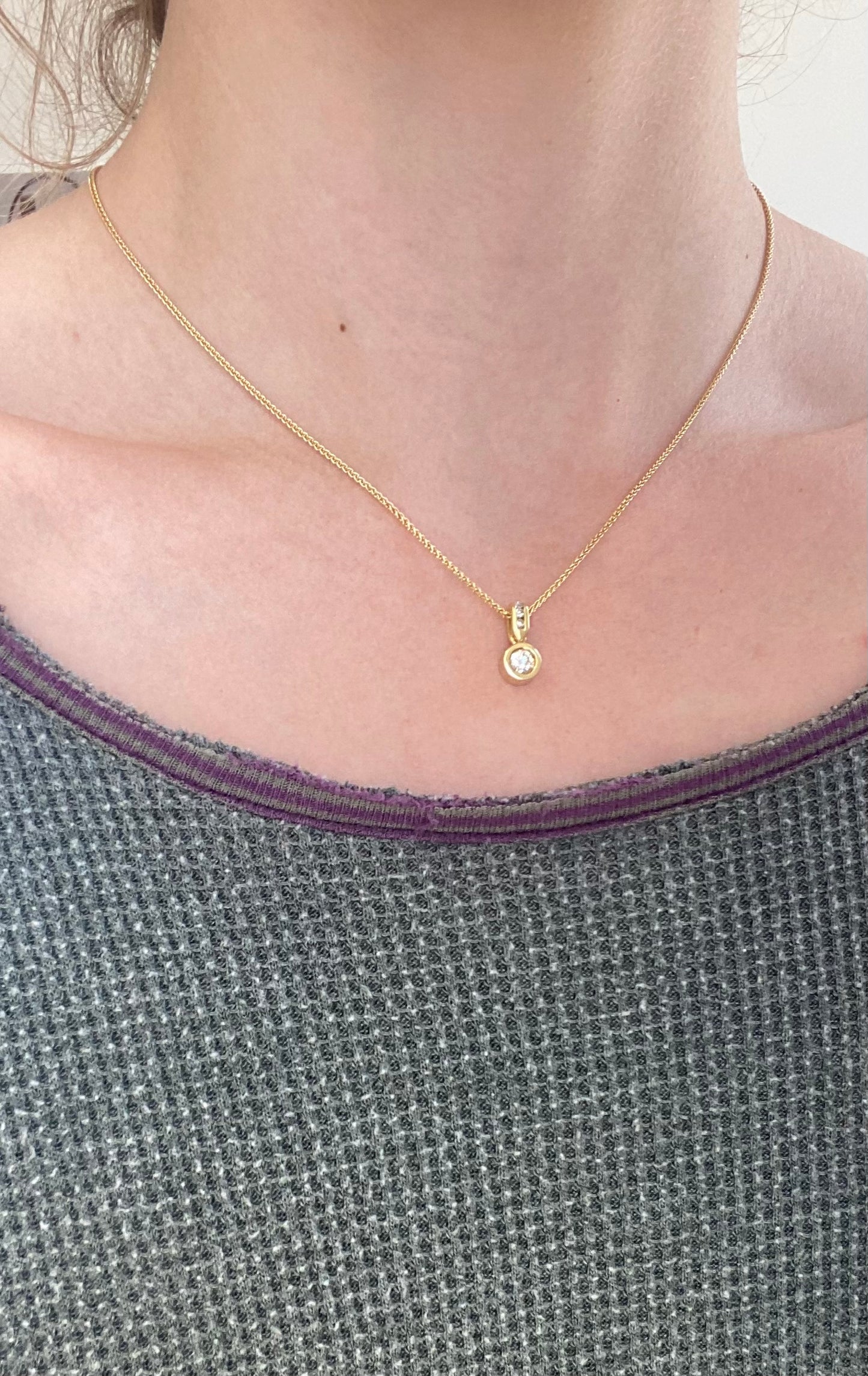 Diamond Bezel and Bail Pendant 18kt Gold