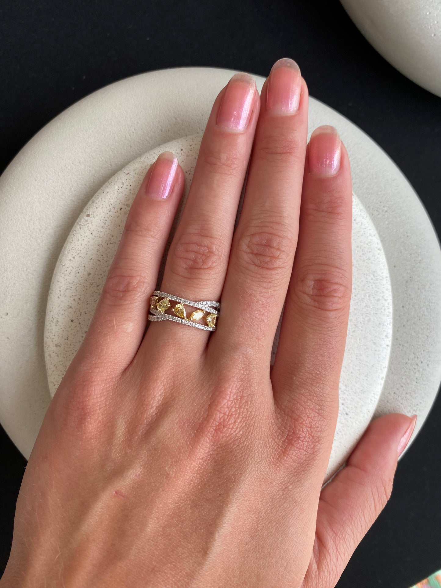Fancy Yellow Diamond Scatter Ring