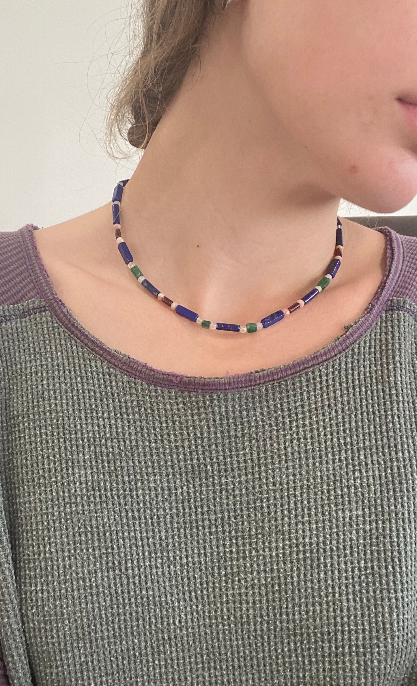 Lapis, Tourmaline, and Moonstone Necklace