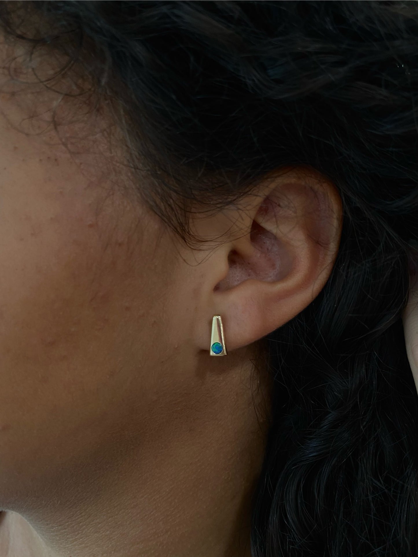 Opal Gold Bar Drop Earrings
