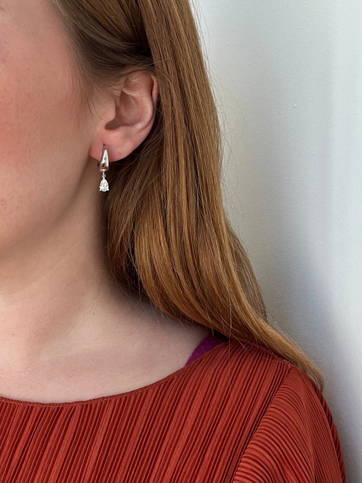 Pear Diamond Hoop Earrings