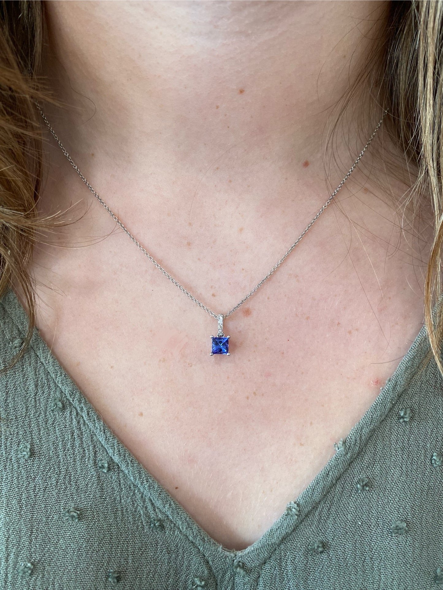 Tanzanite Square Pendant
