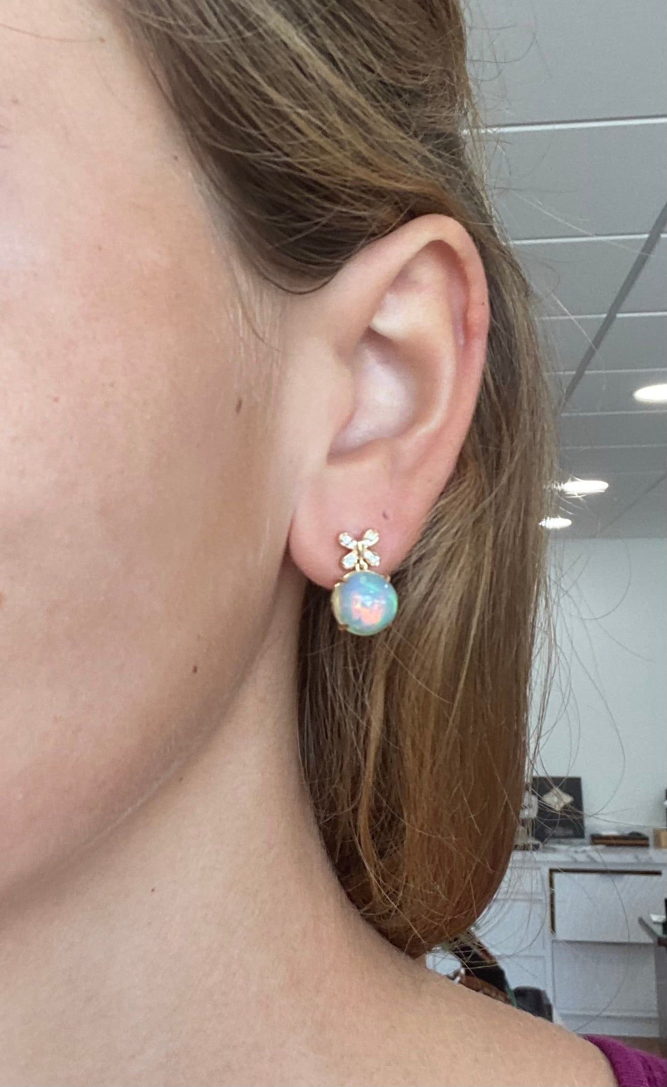 Opal Diamond Butterfly Earrings