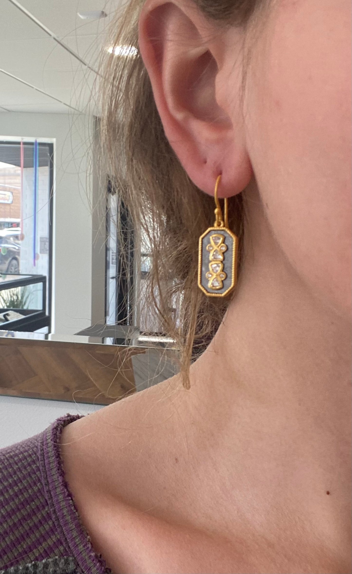 Egyptian Style Trillion Stone Earrings